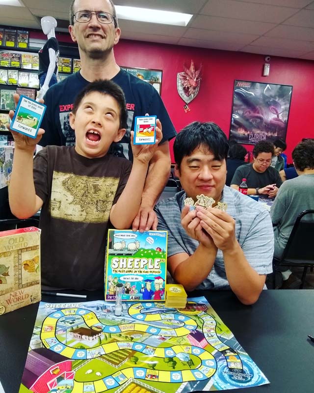 Eric Felts And Son Crazy Playing Sheeple At Paper Heros Comics in Sherman Oaks CA